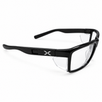 SLEEVZ X Safety Glasses, three-quarter view with X logo