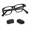 SLEEVZ Quick Connects: two loose plus one slid onto the arm of eyeglasses